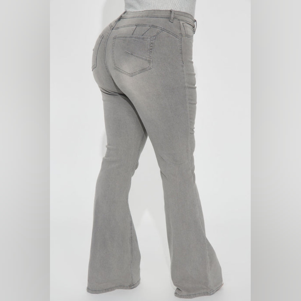 Fashion Nova Gray Flare Jeans - Picture 6 of 6